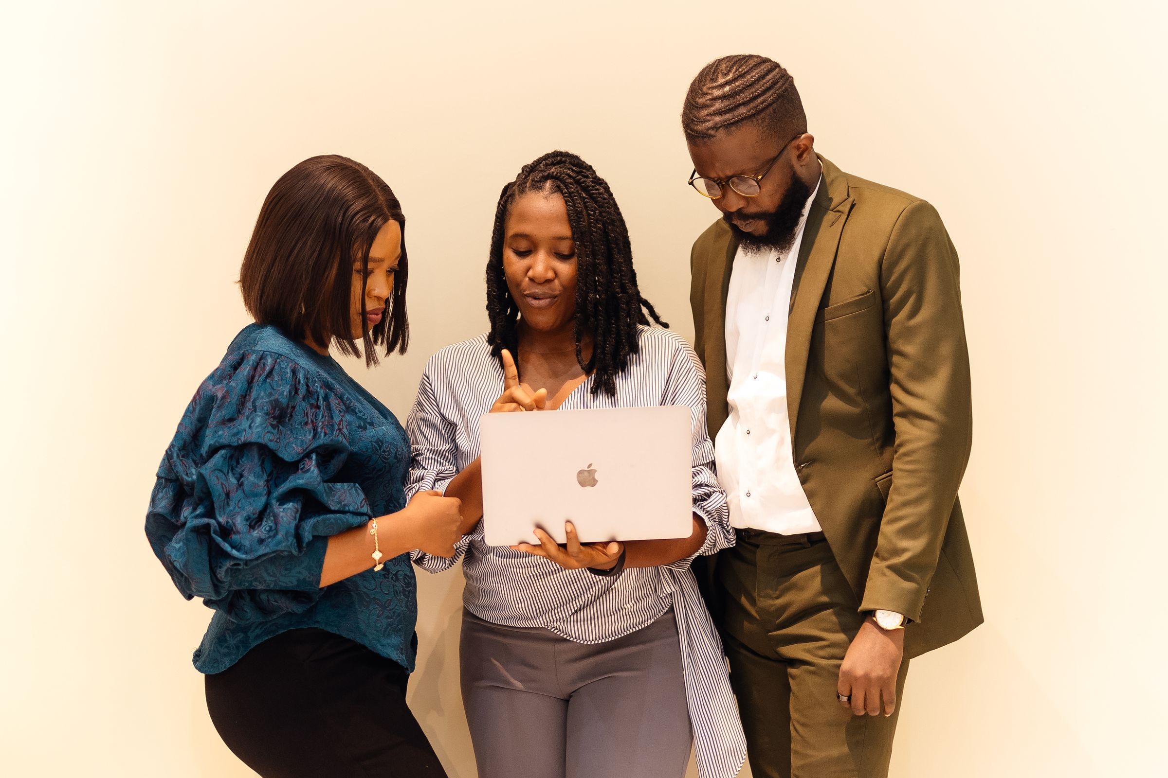 African business colleagues reviewing a presentation together