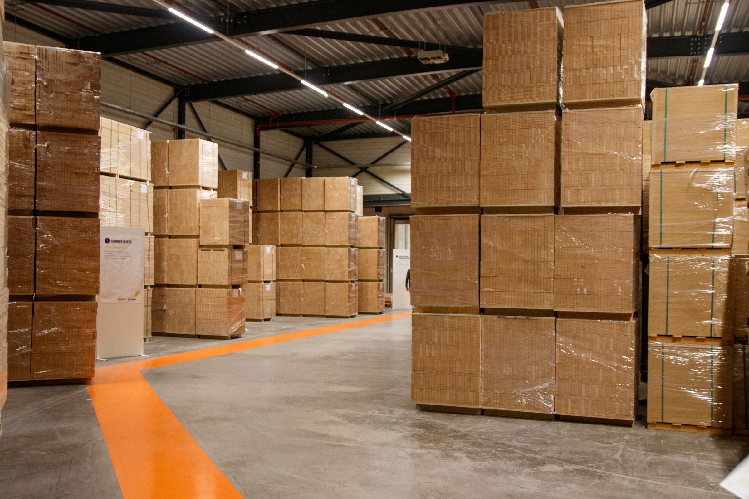 Industrial warehouse with packed pallet cargo